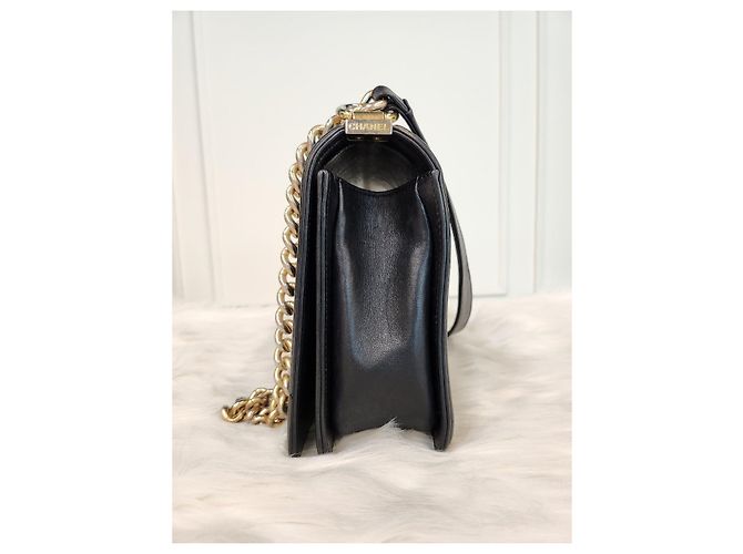 Chanel Boy Bag Large Lambskin Gold Tone Series Condition Nero - vista 10