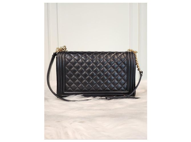 Chanel Boy Bag Large Lambskin Gold Tone Series Condition Nero - vista 8
