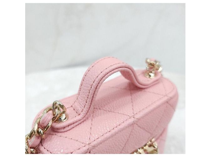 Chanel Mini borsa vanity con manico superiore in caviar rosa - vista 5
