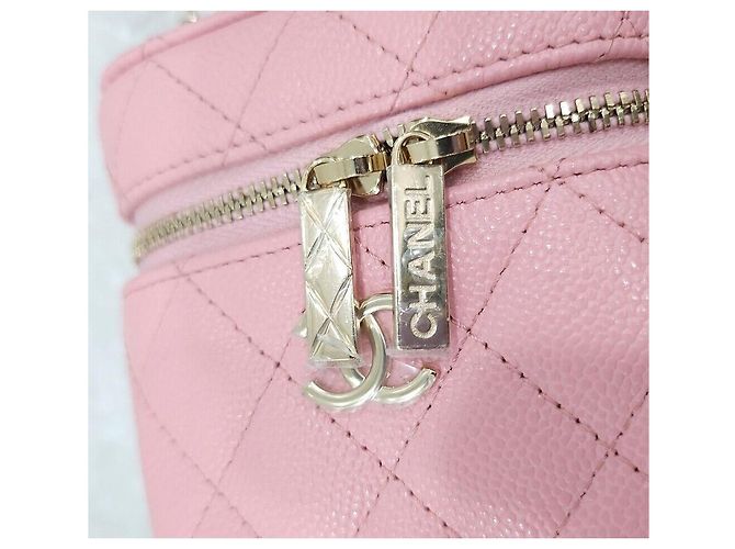 Chanel Mini borsa vanity con manico superiore in caviar rosa - vista 6