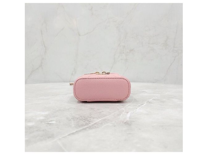 Chanel Mini borsa vanity con manico superiore in caviar rosa - vista 7
