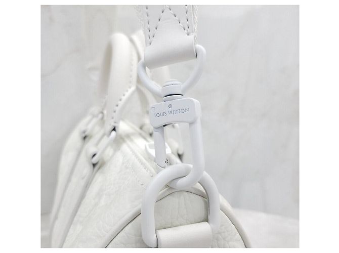 Louis Vuitton Nuovo LV Monogram Keepall Bandoulière White Taurillon Bianco - vista 6
