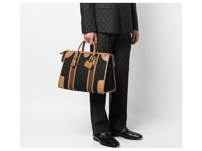 Gucci Borsa duffle GG Supreme Bowelato in tela Nero - vista 10