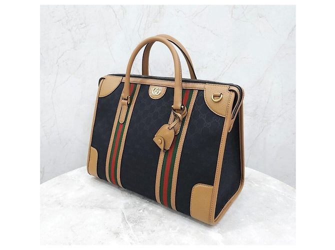 Gucci Borsa duffle GG Supreme Bowelato in tela Nero - vista 2