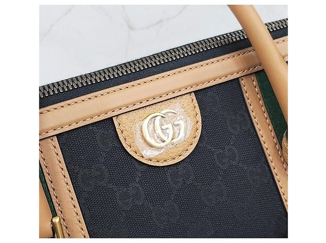 Gucci Borsa duffle GG Supreme Bowelato in tela Nero - vista 4