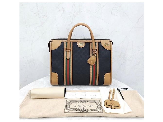 Gucci Borsa duffle GG Supreme Bowelato in tela Nero - vista 9