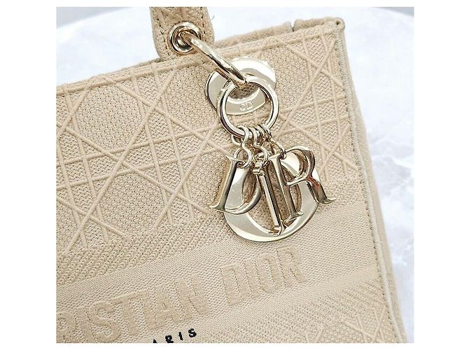 Lady Dior Medium Cannage Ricamo Beige Marrone - vista 6