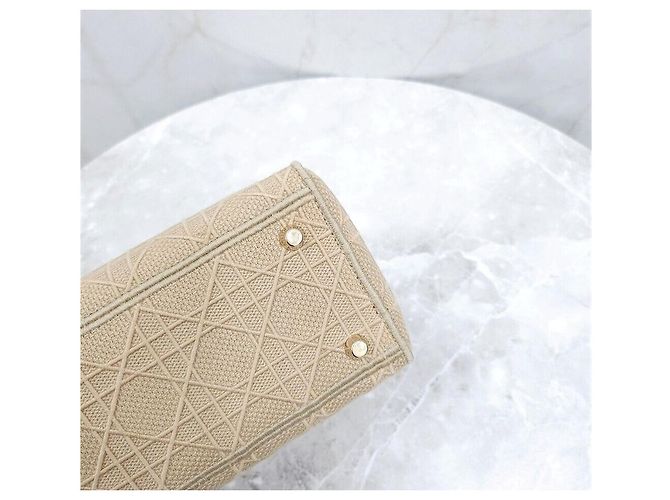 Lady Dior Medium Cannage Ricamo Beige Marrone - vista 7