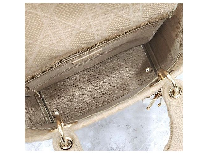 Lady Dior Medium Cannage Ricamo Beige Marrone - vista 8