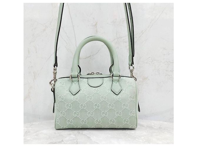 Gucci Borsa Ophidia GG Mini Top Handle Pale Green Denim - vista 3