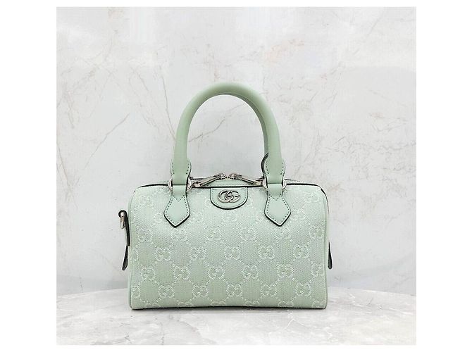 Gucci Borsa Ophidia GG Mini Top Handle Pale Green Denim - vista 4