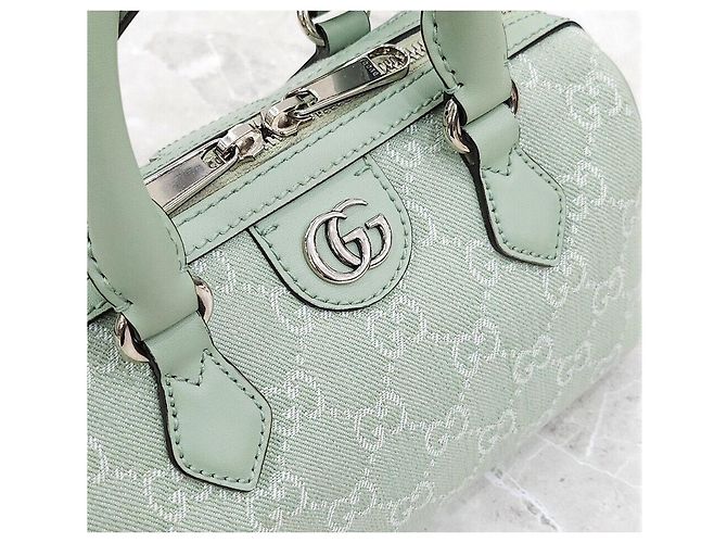 Gucci Borsa Ophidia GG Mini Top Handle Pale Green Denim - vista 6