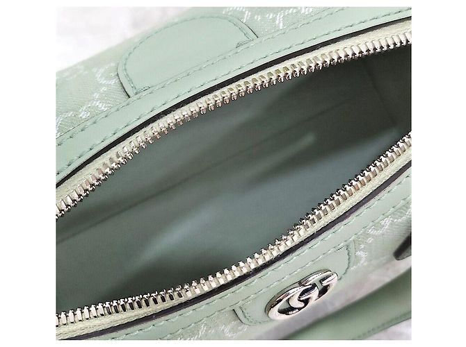 Gucci Borsa Ophidia GG Mini Top Handle Pale Green Denim - vista 7