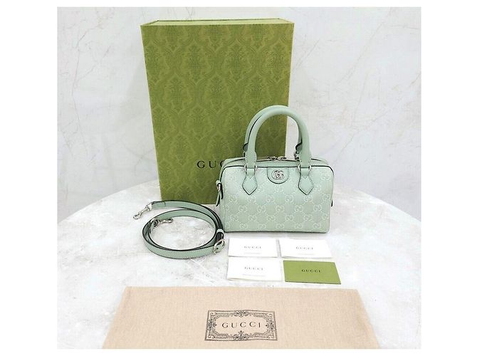 Gucci Borsa Ophidia GG Mini Top Handle Pale Green Denim - vista 8