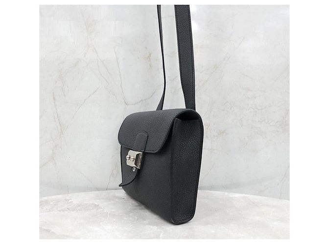 Hermès SAC DEPECHE Crossbody Bag Togo stamp Black Silver Hardware Nero - vista 2