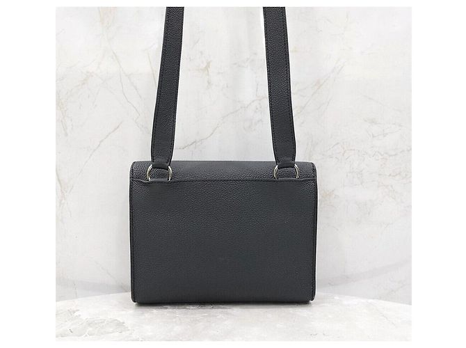Hermès SAC DEPECHE Crossbody Bag Togo stamp Black Silver Hardware Nero - vista 3