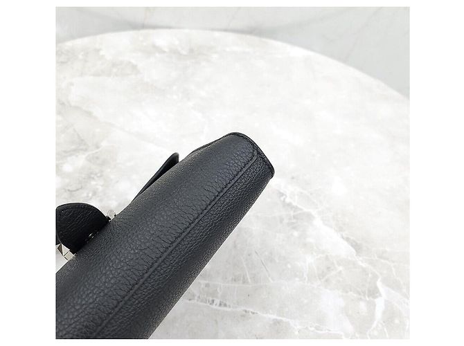 Hermès SAC DEPECHE Crossbody Bag Togo stamp Black Silver Hardware Nero - vista 7
