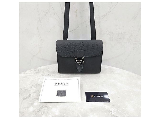 Hermès SAC DEPECHE Crossbody Bag Togo stamp Black Silver Hardware Nero - vista 9