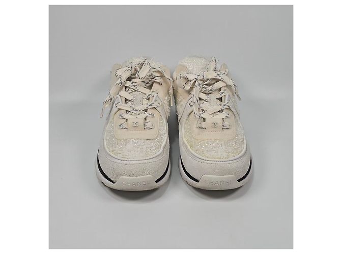 Chanel Sneaker in tweed con logo CC Multicolore - vista 3