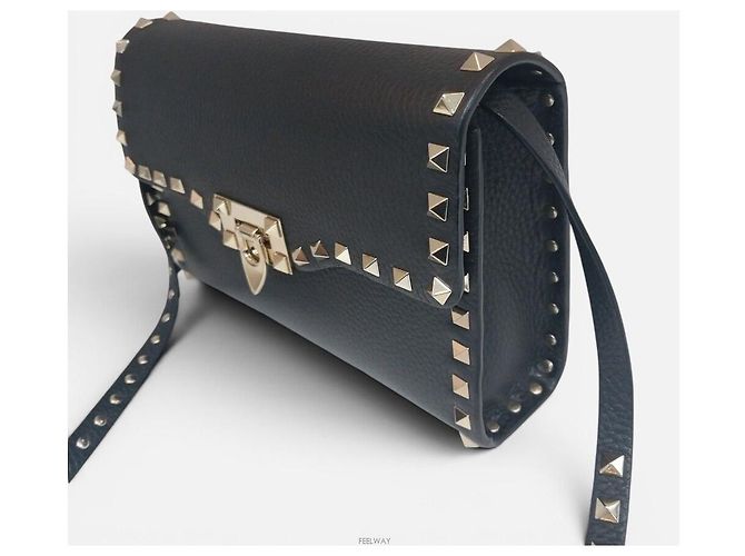Valentino Borsa a tracolla Rockstud Gold VSH Nero - vista 4