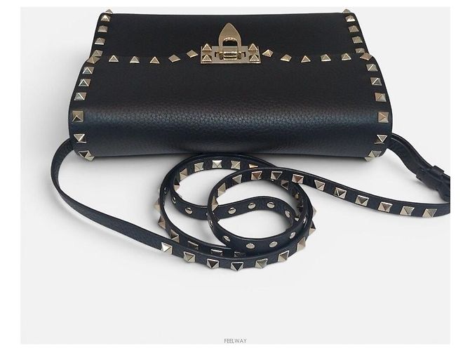 Valentino Borsa a tracolla Rockstud Gold VSH Nero - vista 7
