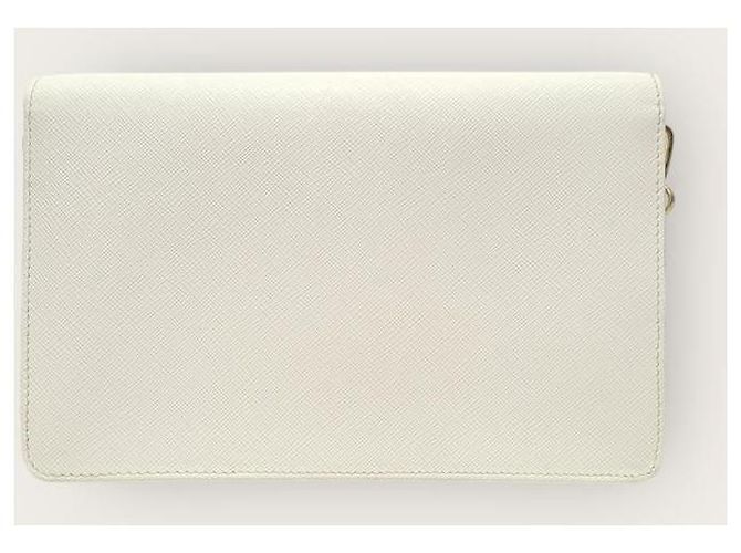 Prada Mini borsa a tracolla in Saffiano con logo in oro bianco - vista 6