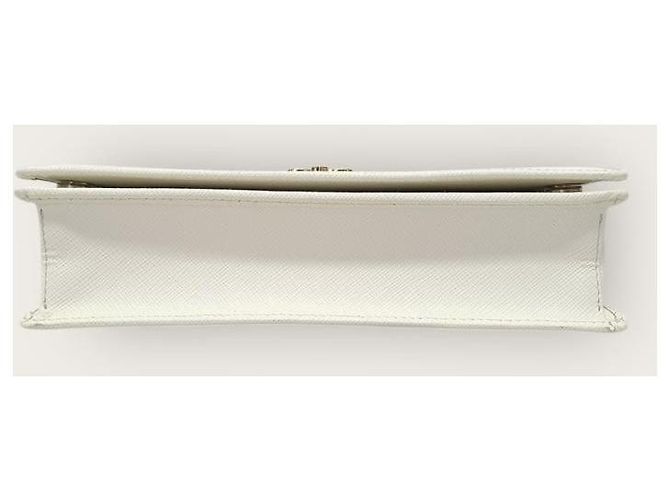 Prada Mini borsa a tracolla in Saffiano con logo in oro bianco - vista 7