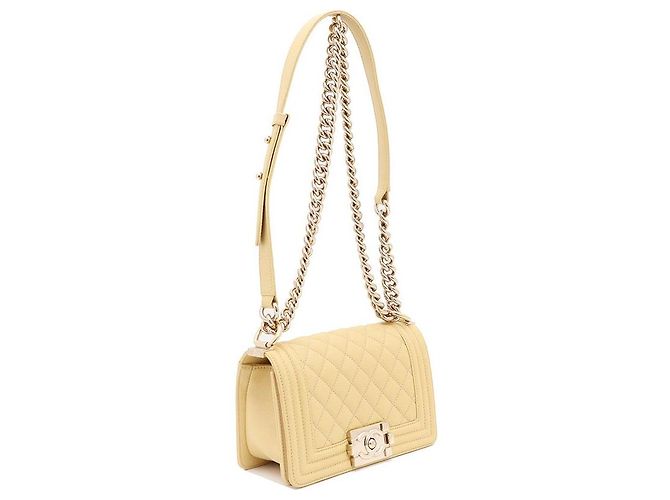 Chanel Boy Bag Caviar Borsa a Spalla e a Tracolla Piccola Gialla Giallo - vista 2