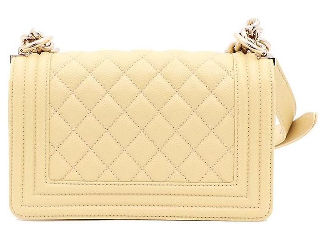 Chanel Boy Bag Caviar Borsa a Spalla e a Tracolla Piccola Gialla Giallo - vista 3