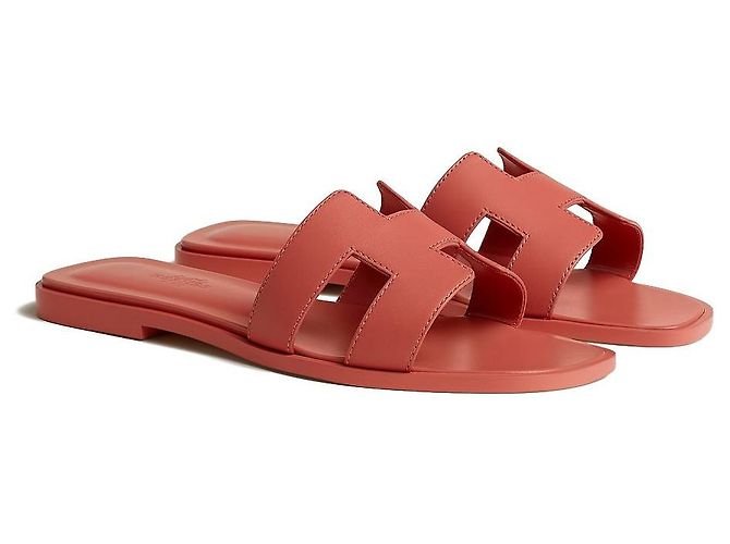 Hermès Oran Sandalen Rot - Ansicht 4