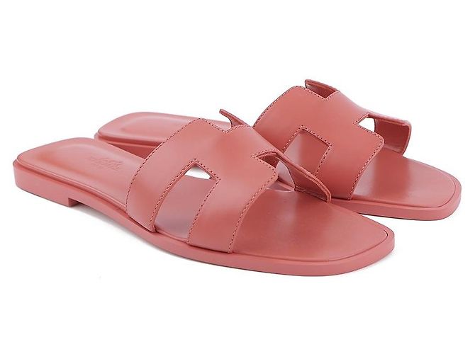 Hermès Oran Sandalen Rot - Ansicht 8