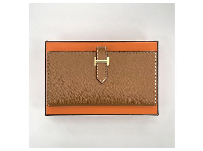 Hermès Bearn Long Wallet Goldprägung Orange - Ansicht 2