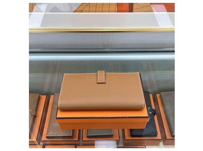 Hermès Bearn Long Wallet Goldprägung Orange - Ansicht 4