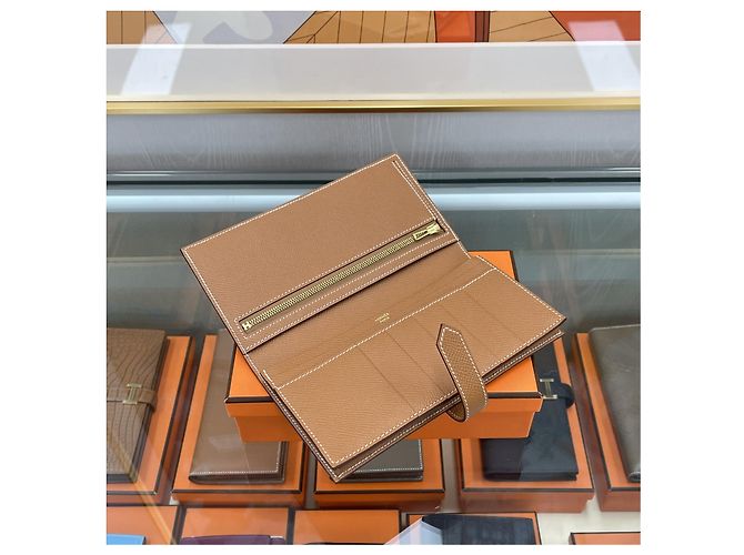 Hermès Bearn Long Wallet Goldprägung Orange - Ansicht 5