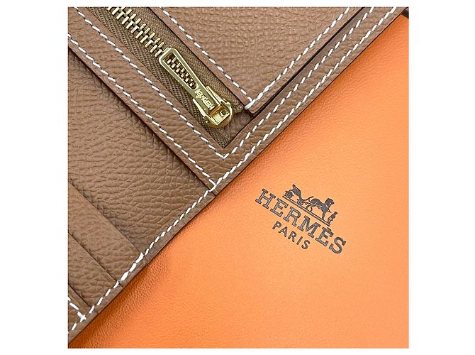 Hermès Bearn Long Wallet Goldprägung Orange - Ansicht 7