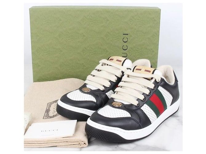 Gucci Screener Leder-Sneaker Schwarz Weiß - Ansicht 2