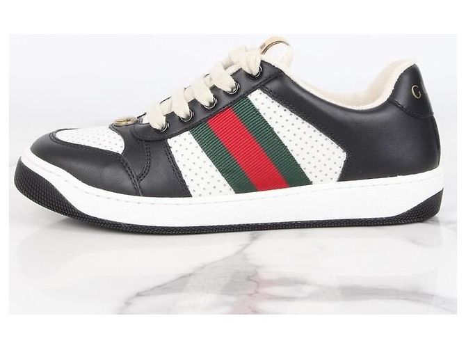 Gucci Screener Leder-Sneaker Schwarz Weiß - Ansicht 3