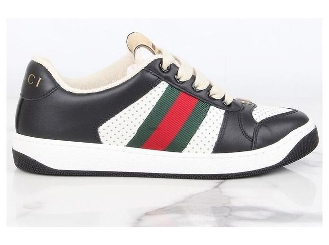 Gucci Screener Leder-Sneaker Schwarz Weiß - Ansicht 4