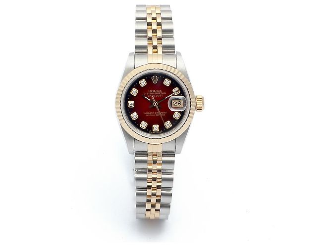 Rolex Datejust Combi Burgundy After Diamond Damenuhr Rot - Ansicht 16