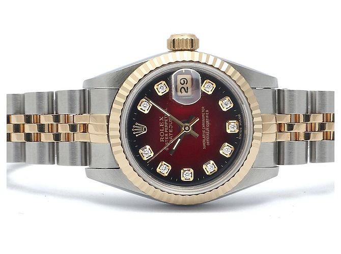 Rolex Datejust Combi Burgundy After Diamond Damenuhr Rot - Ansicht 18