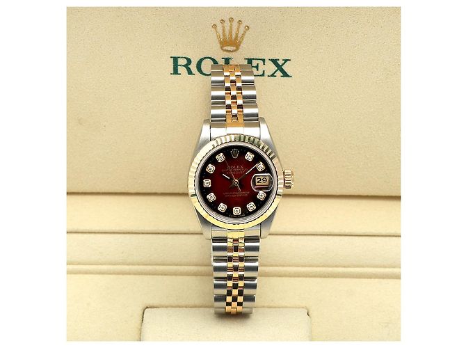 Rolex Datejust Combi Burgundy After Diamond Damenuhr Rot - Ansicht 2