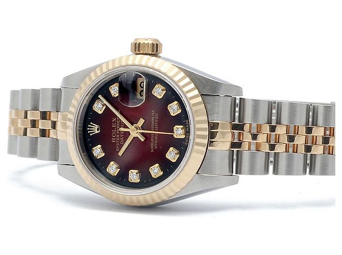Rolex Datejust Combi Burgundy After Diamond Damenuhr Rot - Ansicht 20