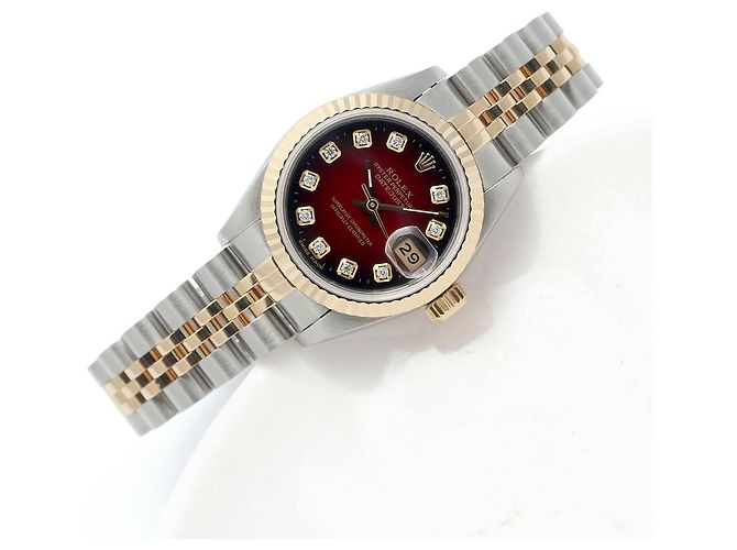 Rolex Datejust Combi Burgundy After Diamond Damenuhr Rot - Ansicht 22