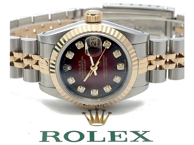 Rolex Datejust Combi Burgundy After Diamond Damenuhr Rot - Ansicht 23