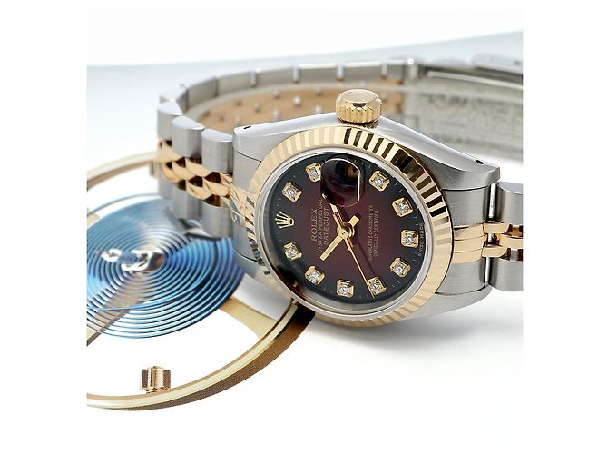 Rolex Datejust Combi Burgundy After Diamond Damenuhr Rot - Ansicht 24