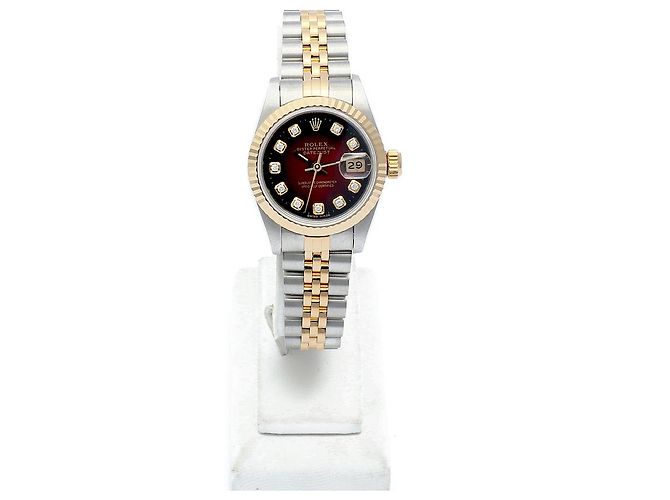 Rolex Datejust Combi Burgundy After Diamond Damenuhr Rot - Ansicht 3