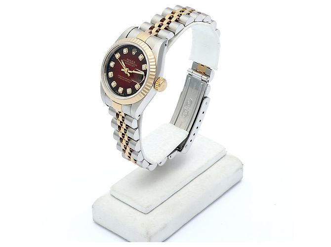 Rolex Datejust Combi Burgundy After Diamond Damenuhr Rot - Ansicht 4