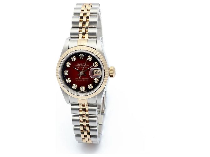 Rolex Datejust Combi Burgundy After Diamond Damenuhr Rot - Ansicht 8