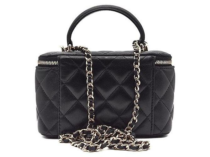 Chanel Borsa vanity in pelle di agnello con manico superiore e tracolla Nero - vista 3