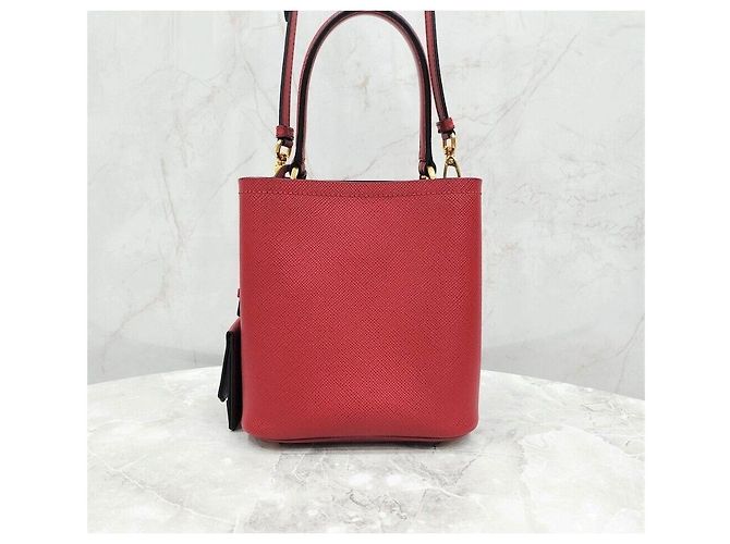 Prada Saffiano Leder Herz Panier Tasche Klein Rot - Ansicht 3